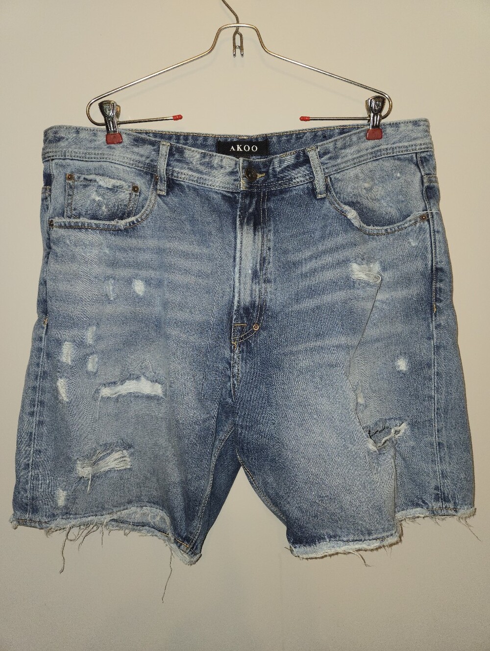 AKOO Faded Blue Distressed Denim Shorts